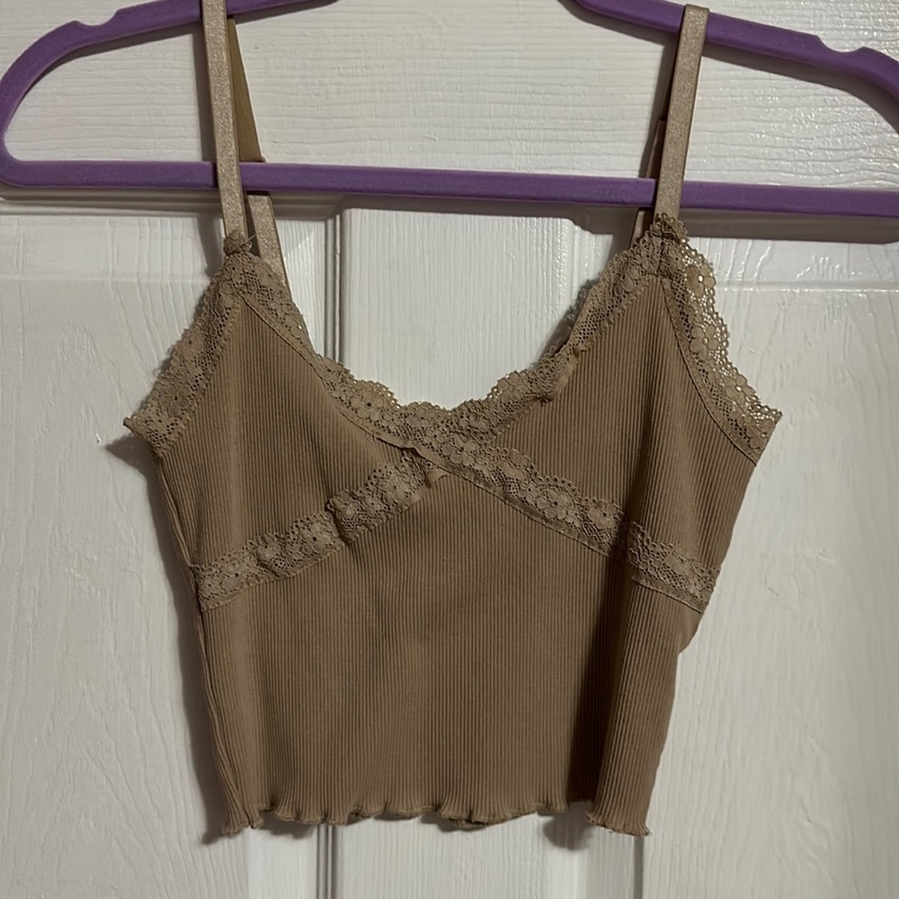 Nude crop top with lace